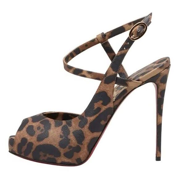 Christian Louboutin Jenlove Alta 120 Platform Leopard Sandals pumps Brown 36 - Picture 5 of 6